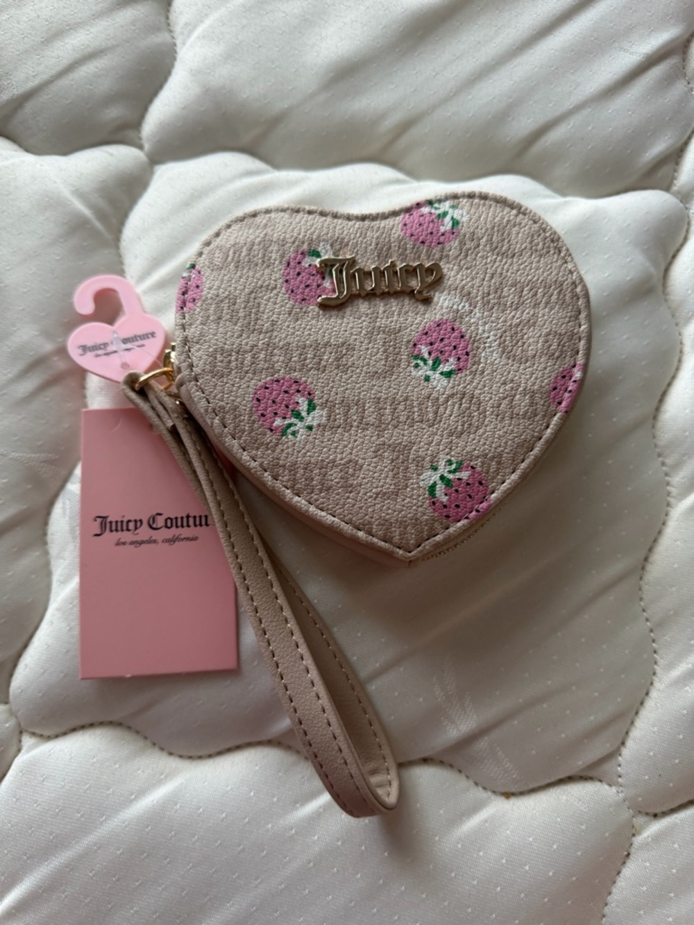 Juicy Couture Pink Heart Strawberry Wristlet